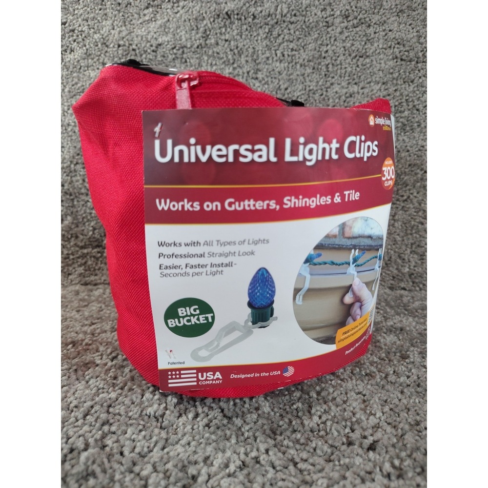 Simple Living Universal Light Clips For Gutters, Shingles & Tile 300 Clips New